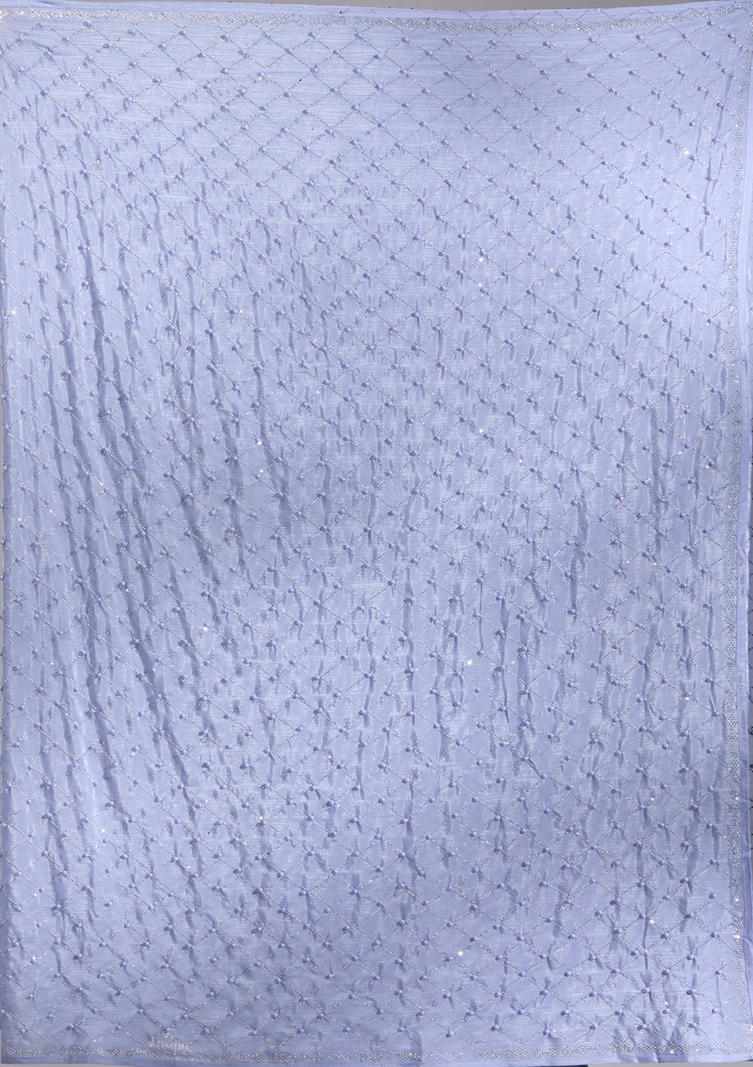 Sky Blue Pearlwork Chiffon Saree