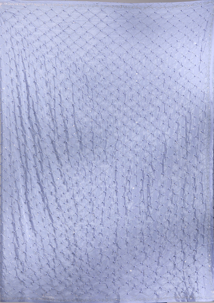 Sky Blue Pearlwork Chiffon Saree