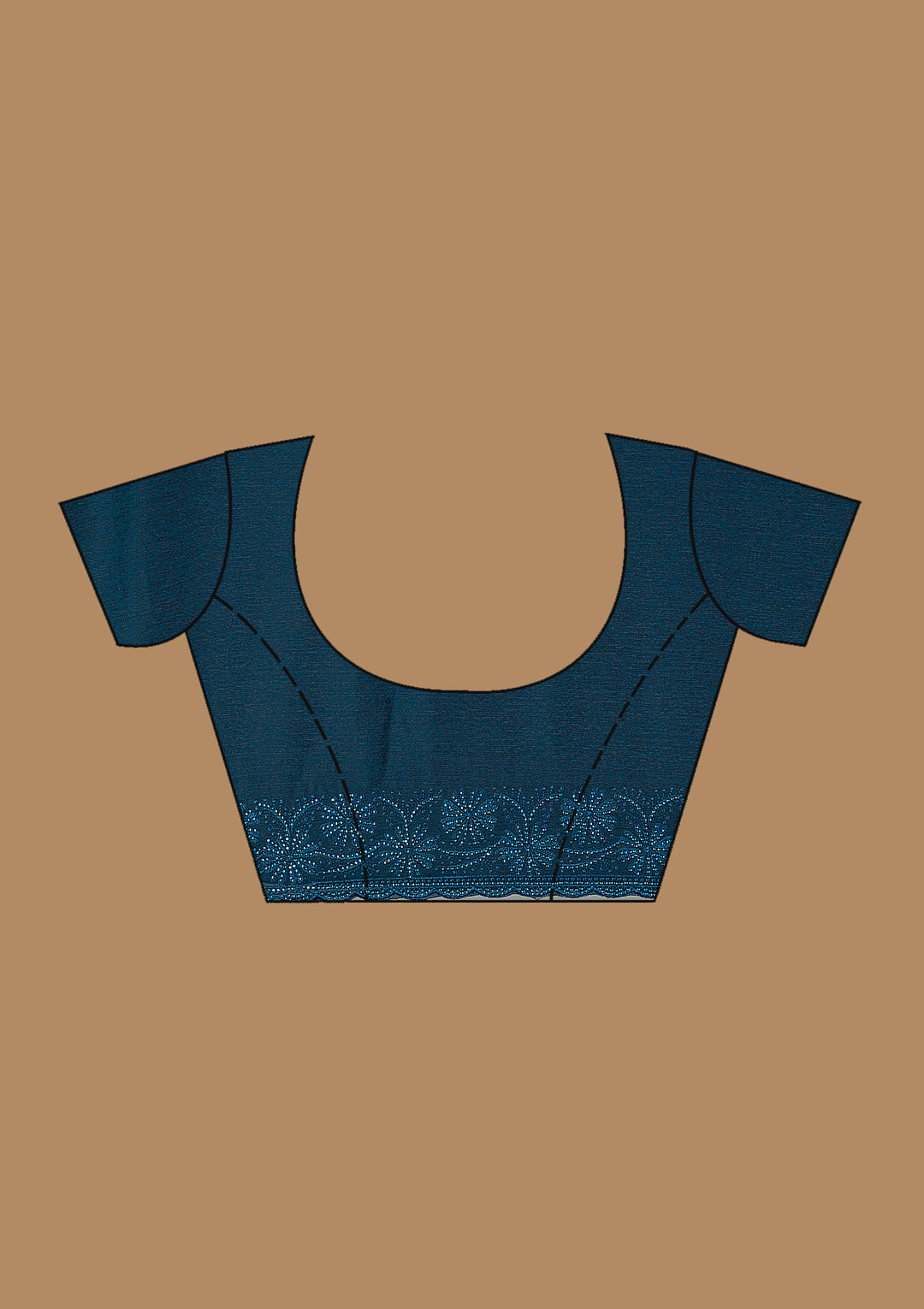 Blue Threadwork Chiffon Saree
