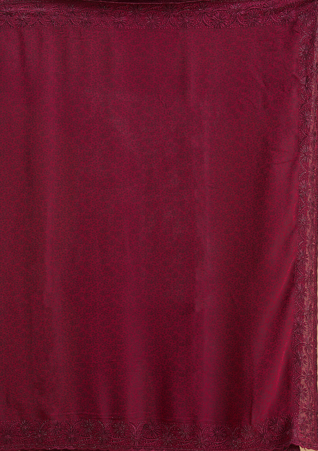 Purple Threadwork Chiffon Saree