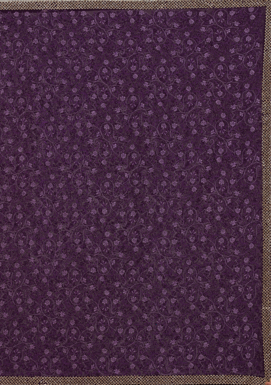 Purple Threadwork Soft Raw Silk Saree