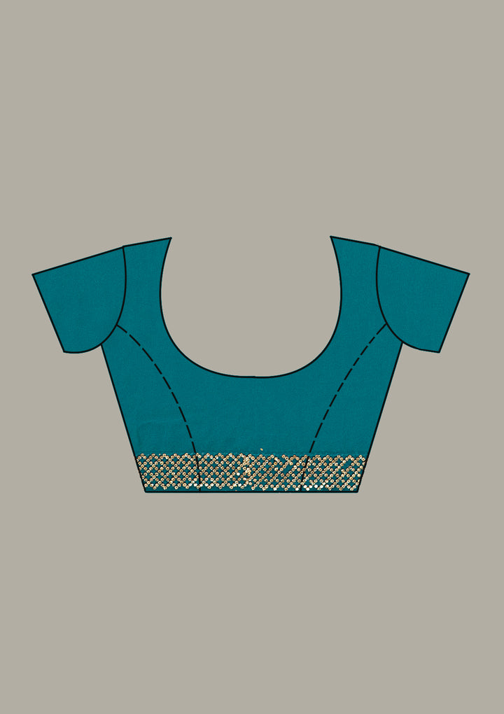 Teal Green Threadwork Georgette Saree
