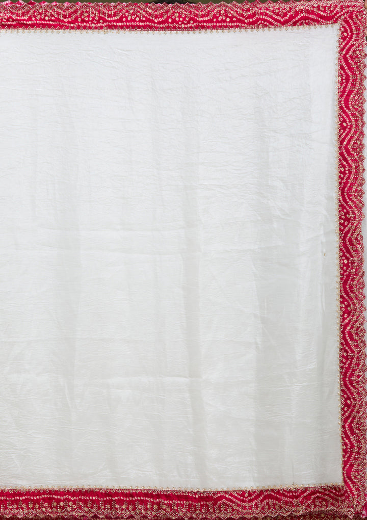 White Printed Satin Saree