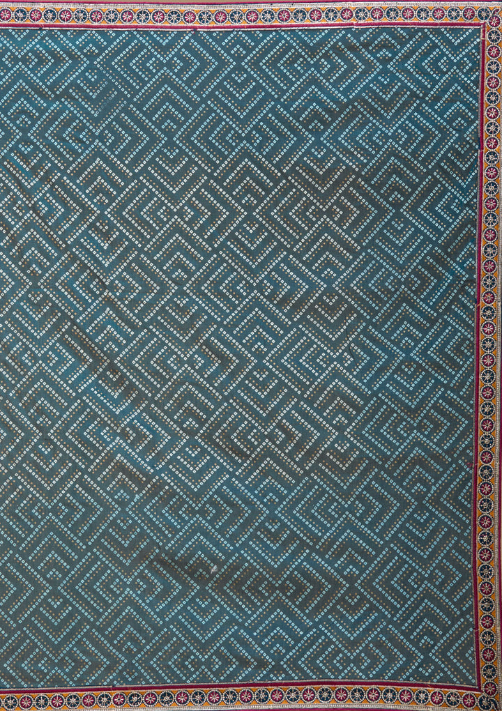 Teal Green Printed Soft Raw Silk Saree