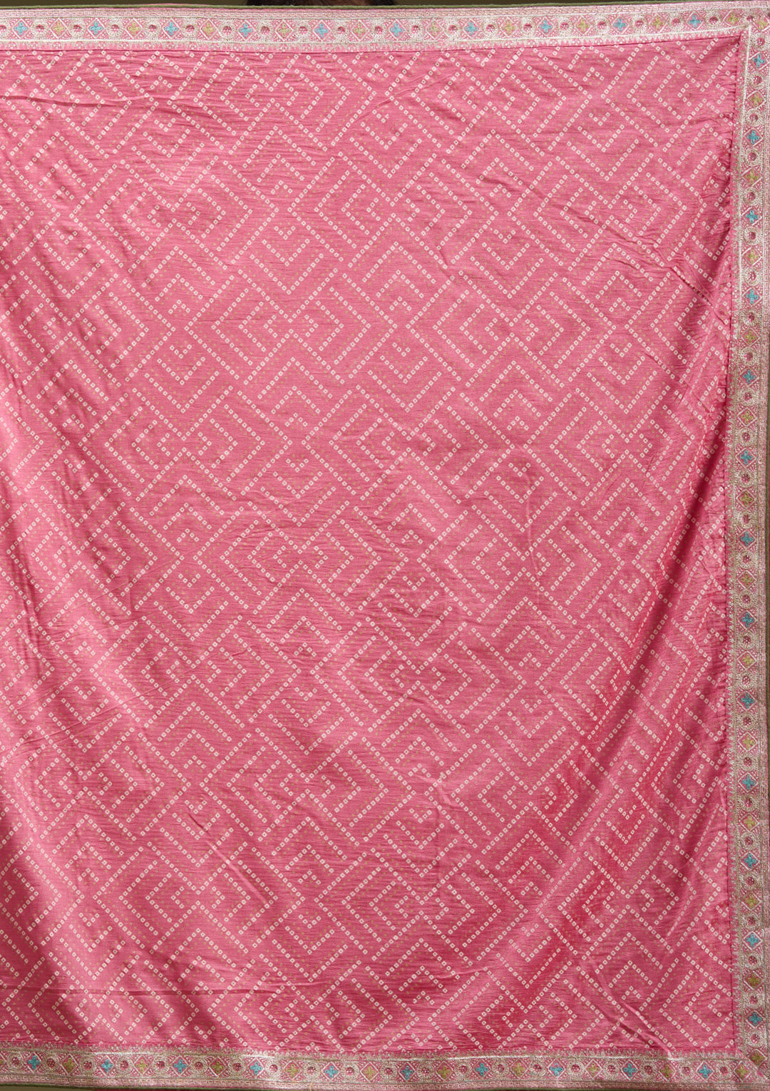 Baby Pink Printed Soft Raw Silk Saree