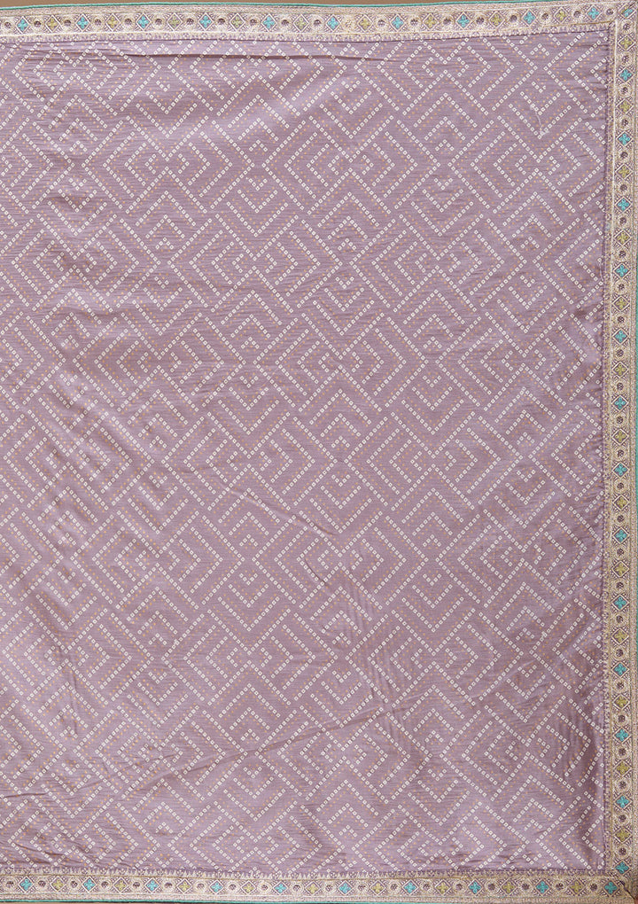 Lavender Printed Soft Raw Silk Saree