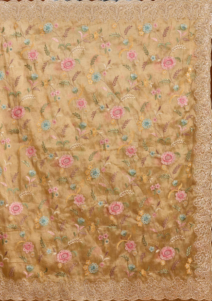 Mehendi Cording Tissue Saree