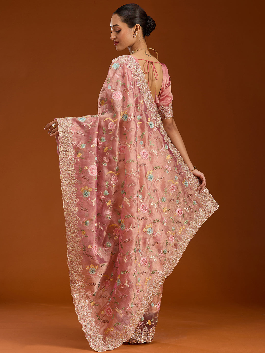 Onion Pink Cording Tissue Saree
