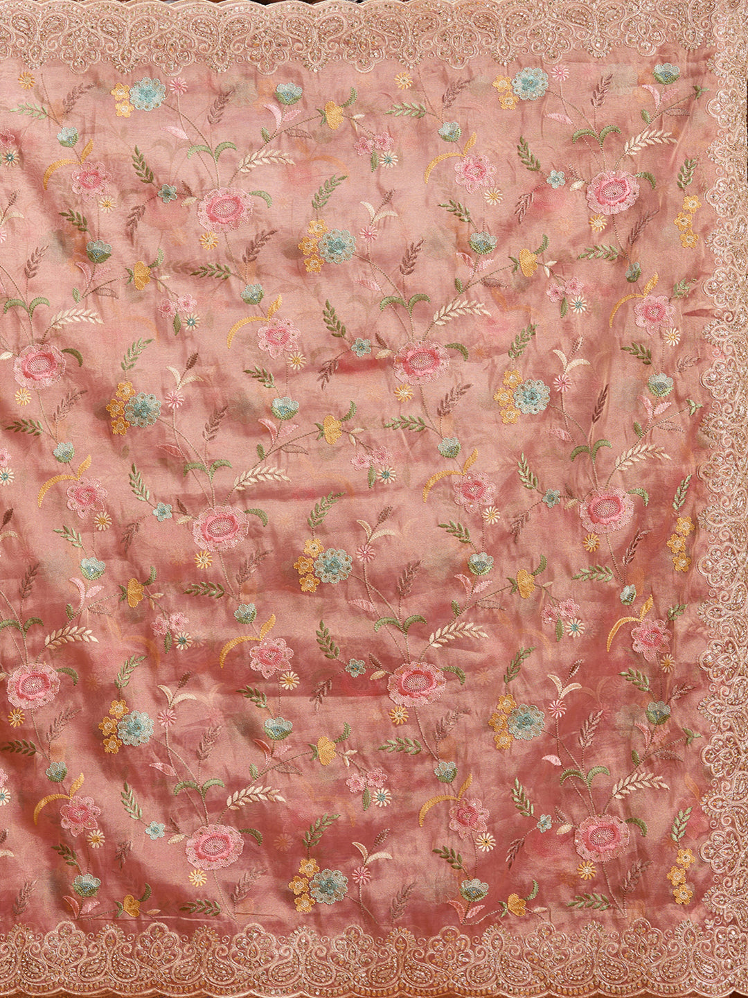 Onion Pink Cording Tissue Saree