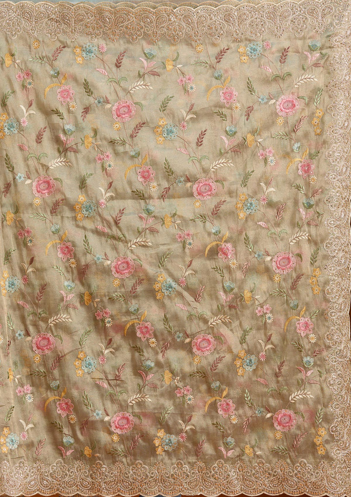 Sky Blue Cording Tissue Saree