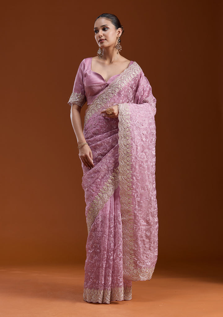Lavender Cording Tissue Saree