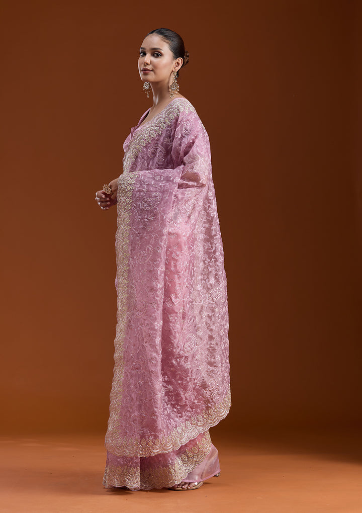 Lavender Cording Tissue Saree