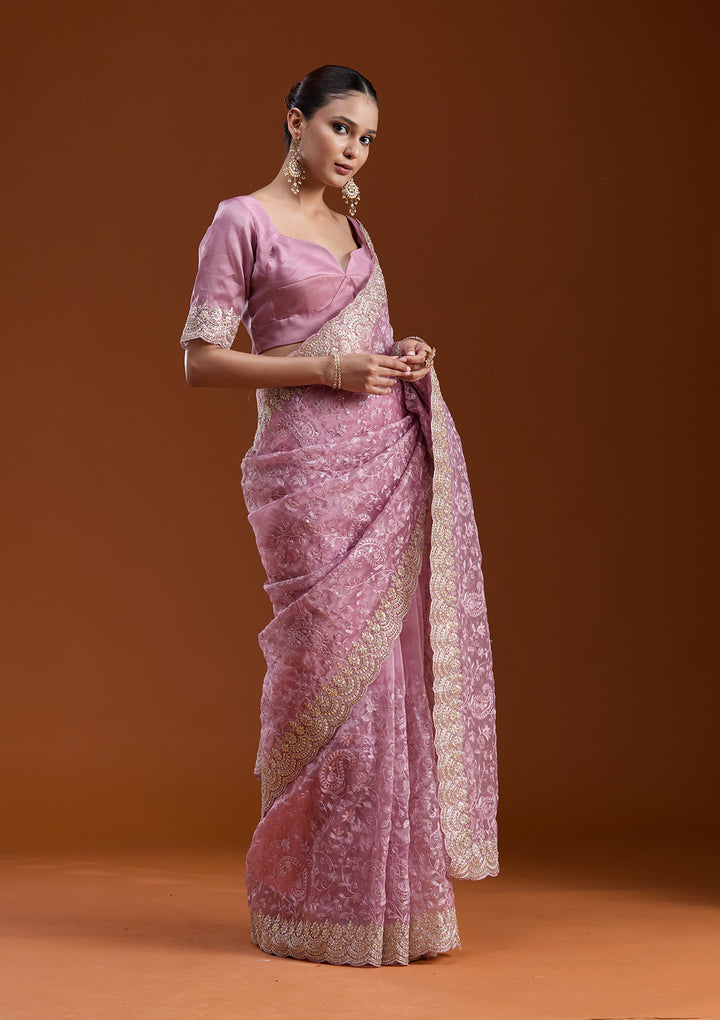 Lavender Cording Tissue Saree