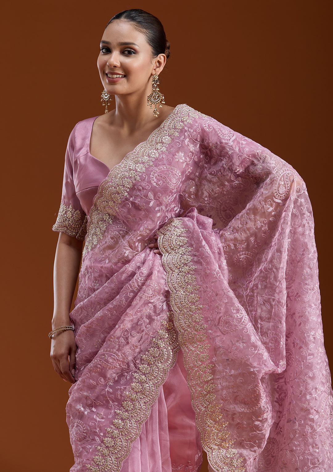 Lavender Cording Tissue Saree