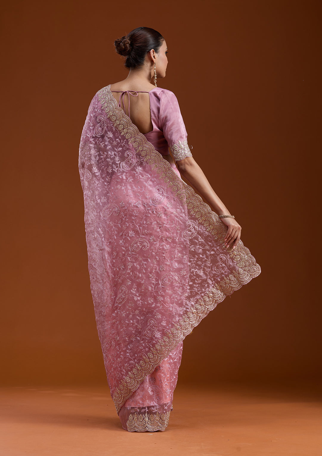 Lavender Cording Tissue Saree
