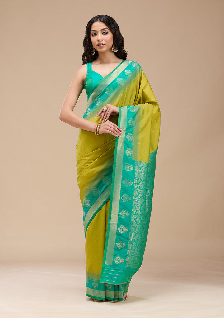 Parrot Green Paithani Silk Saree
