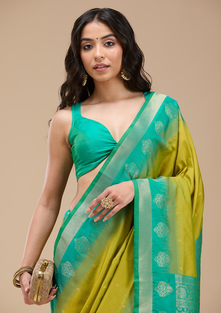 Parrot Green Paithani Silk Saree