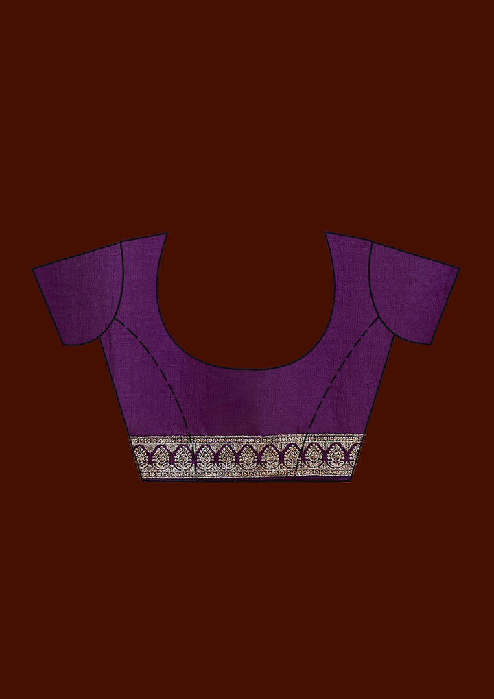 Purple Zariwork (Silver) Soft Raw Silk Saree