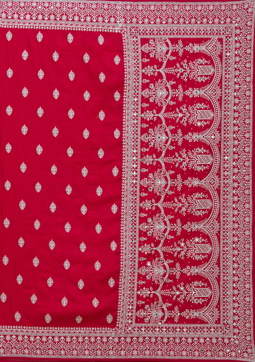 Rani Pink Zariwork (Silver) Soft Raw Silk Saree