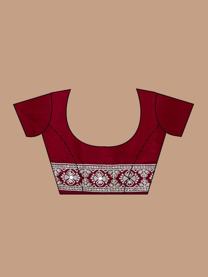 Maroon Zariwork (Silver) Soft Raw Silk Saree