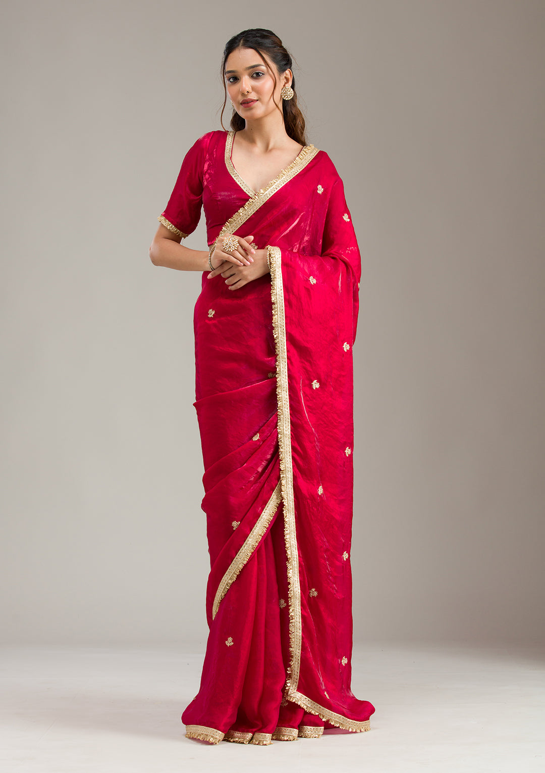 Maroon Threadwork Georgette Saree