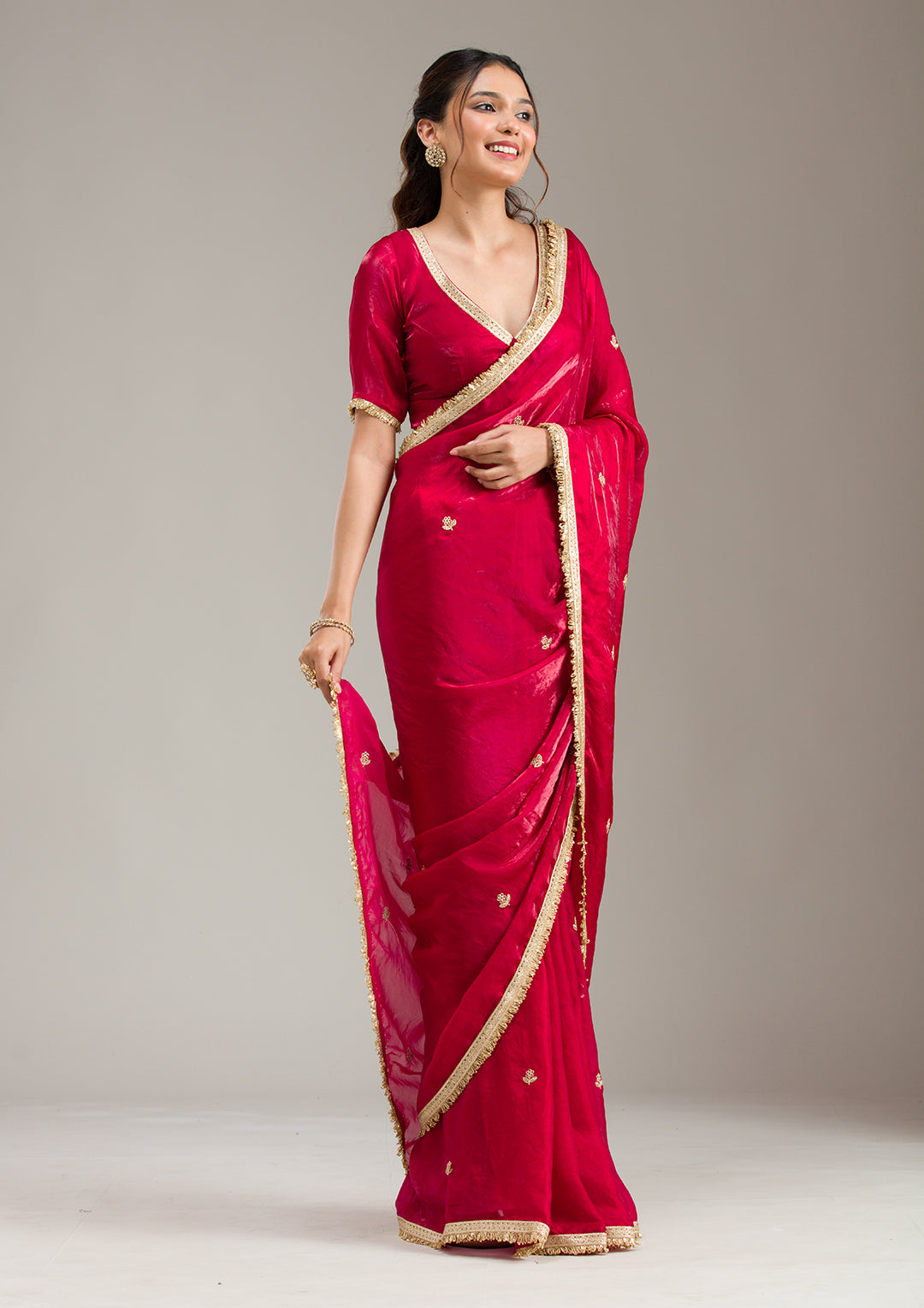 Maroon Threadwork Georgette Saree