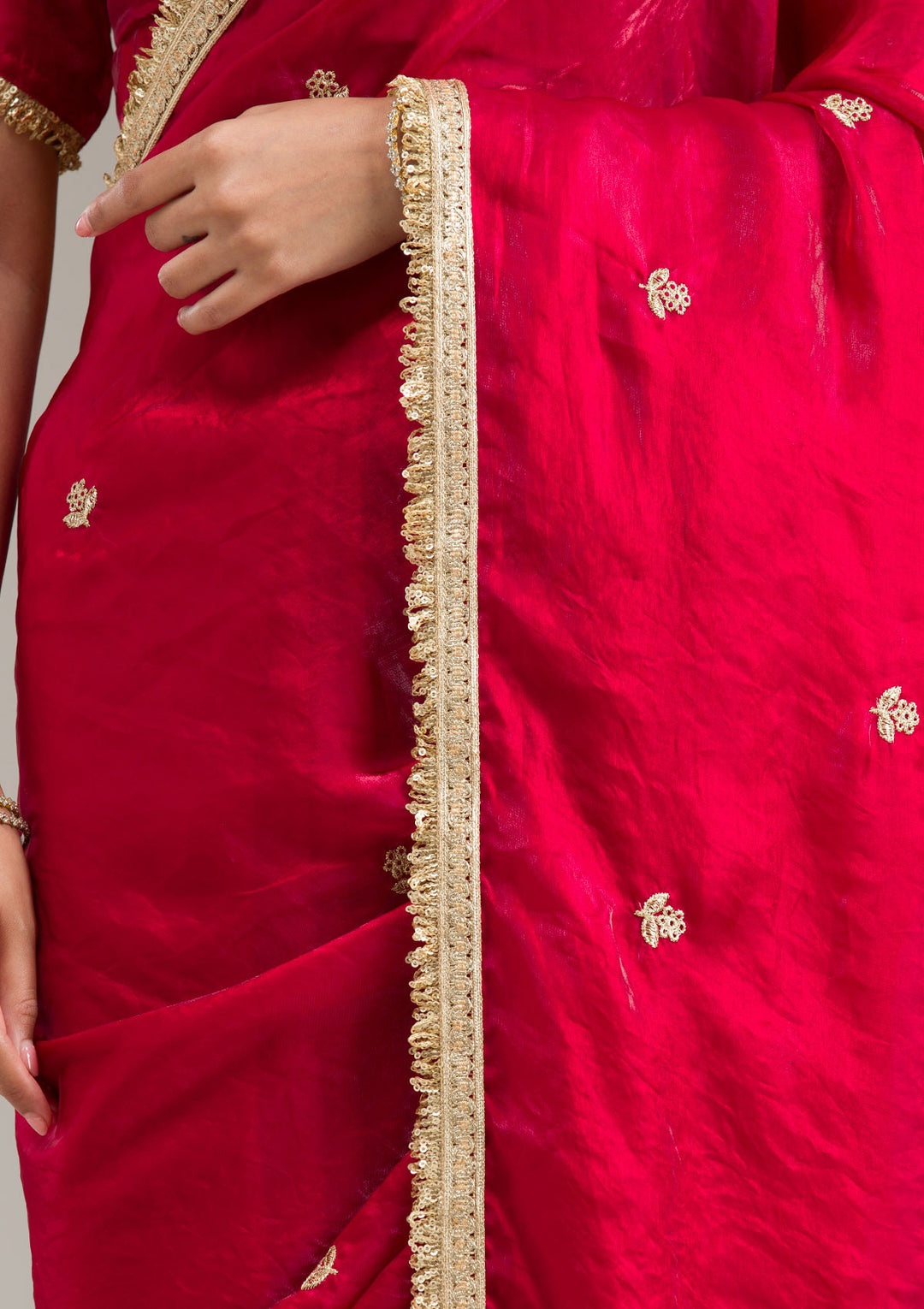 Maroon Threadwork Georgette Saree