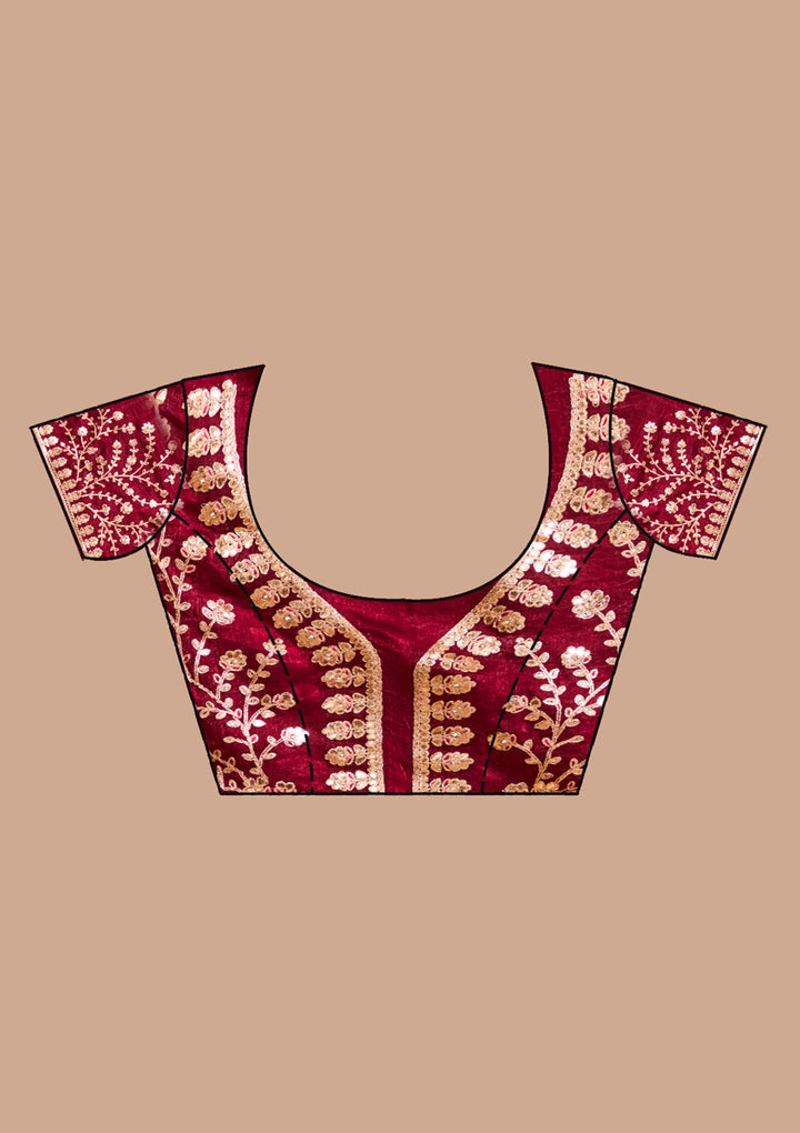 Maroon Gotapatti Tissue Saree