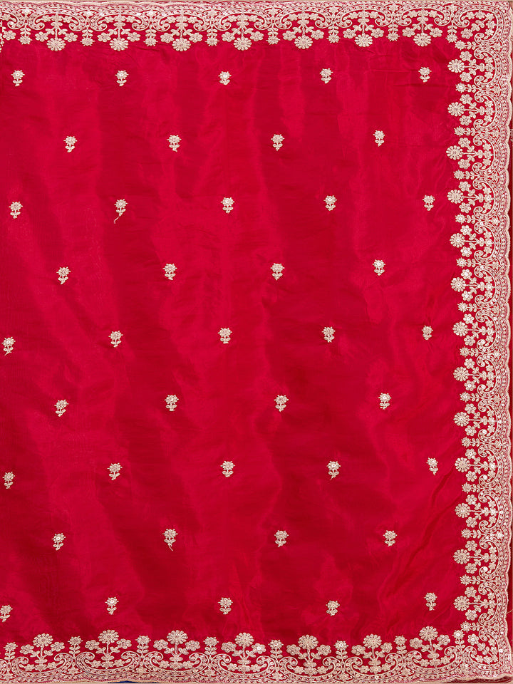 Red Cording Tissue Saree