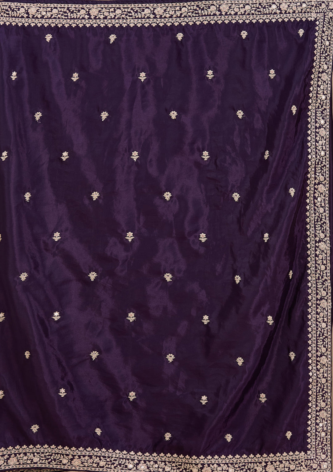 Purple Cording Satin Saree