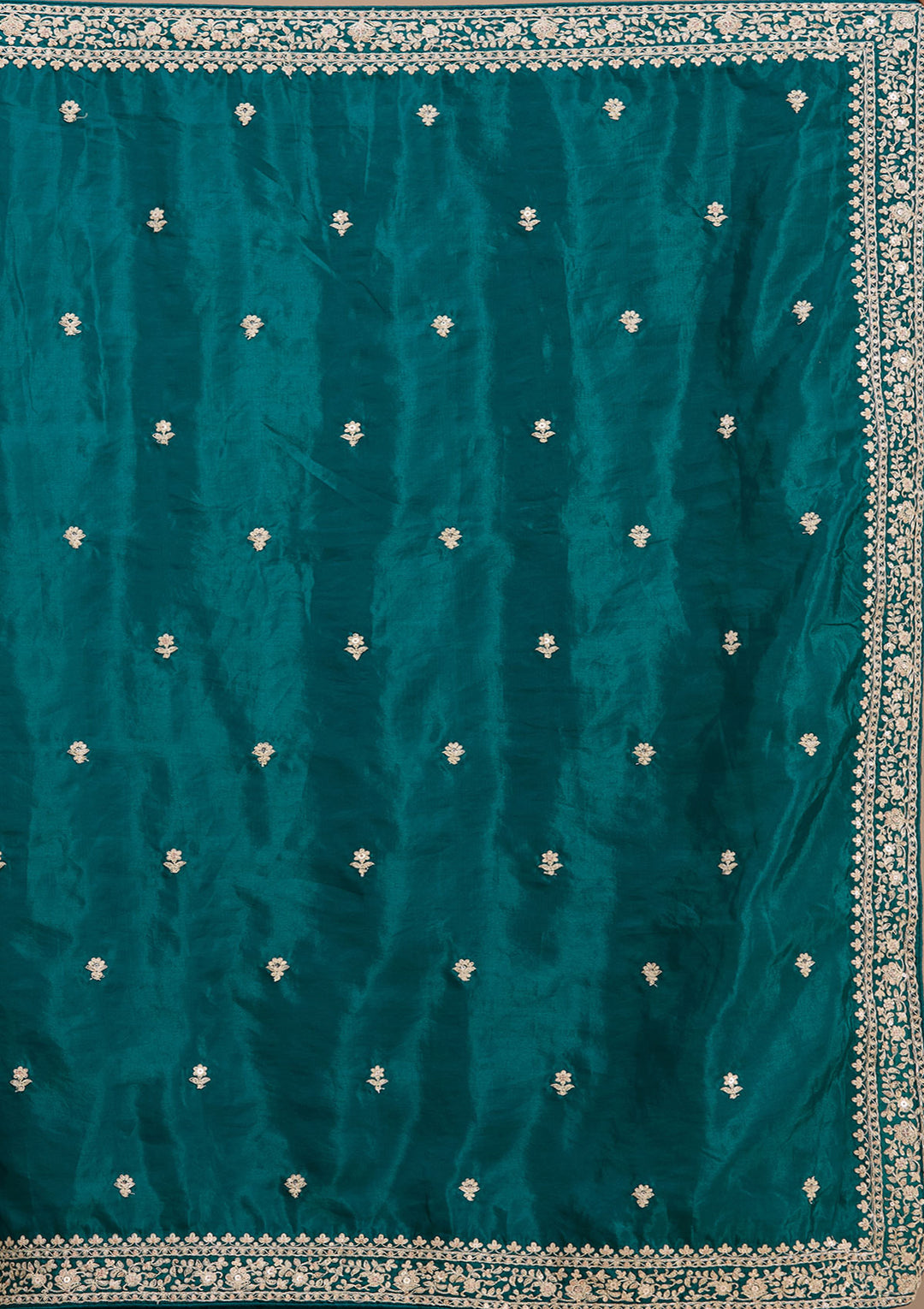 Rama Green Cording Satin Saree