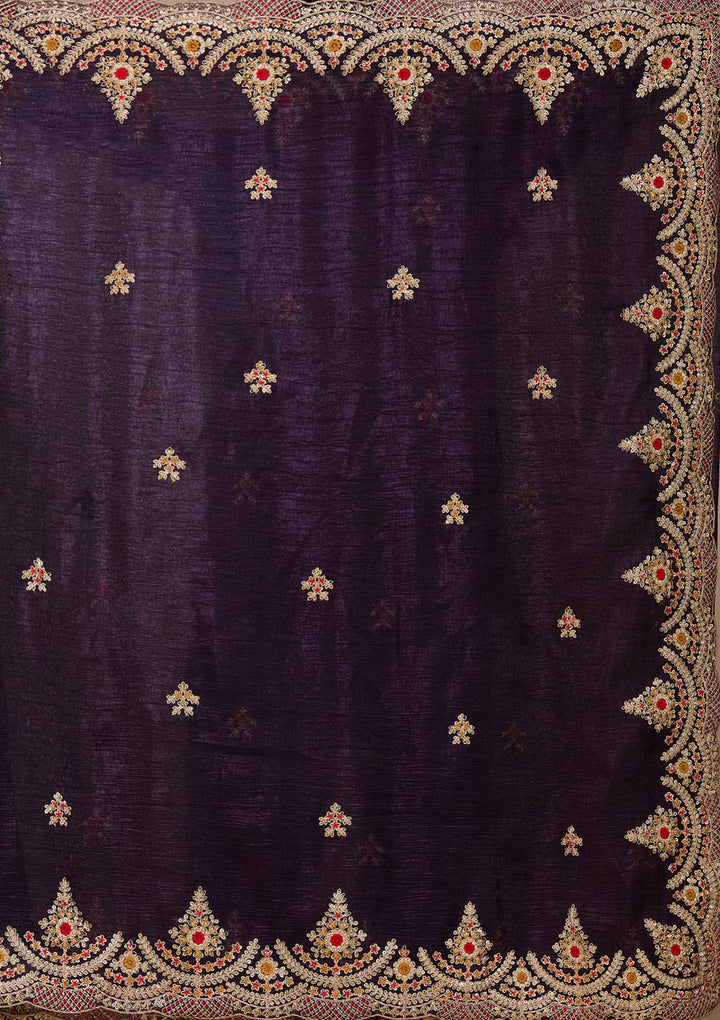 Purple Cording Georgette Saree