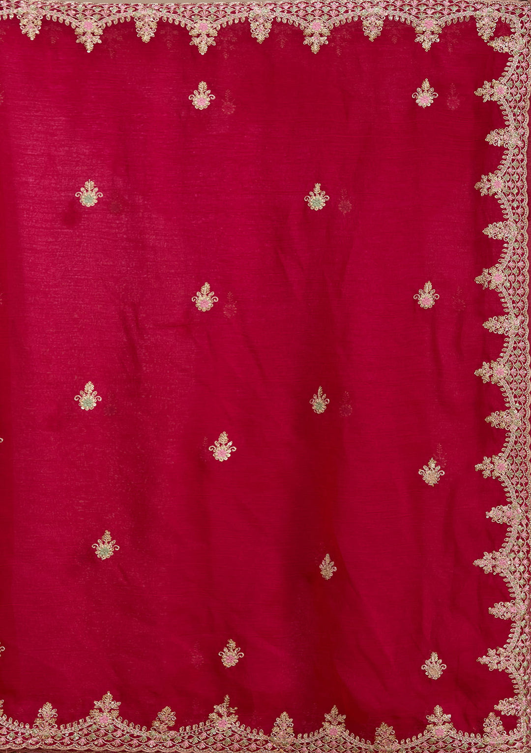 Rani Pink Cording Tissue Saree