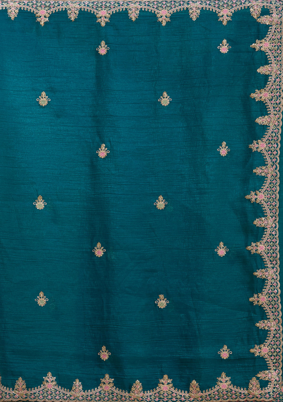 Teal Green Cording Tissue Saree