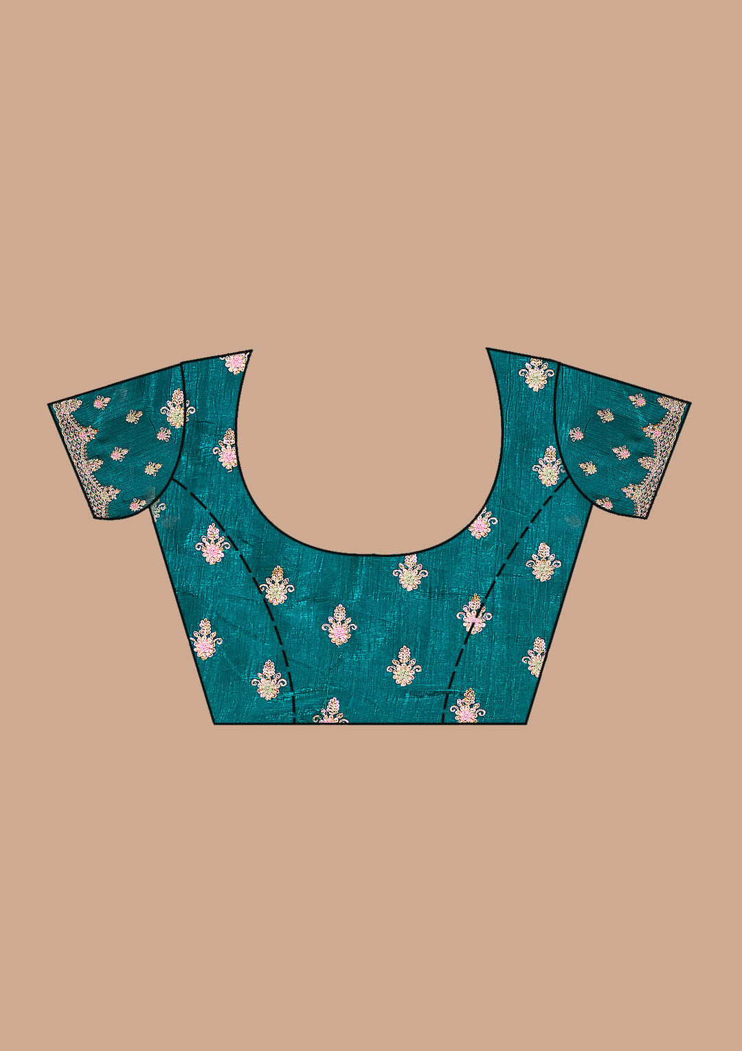 Teal Green Cording Tissue Saree