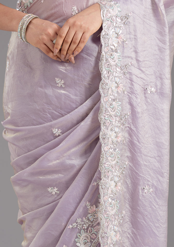 Lavender Gotapatti Satin Saree