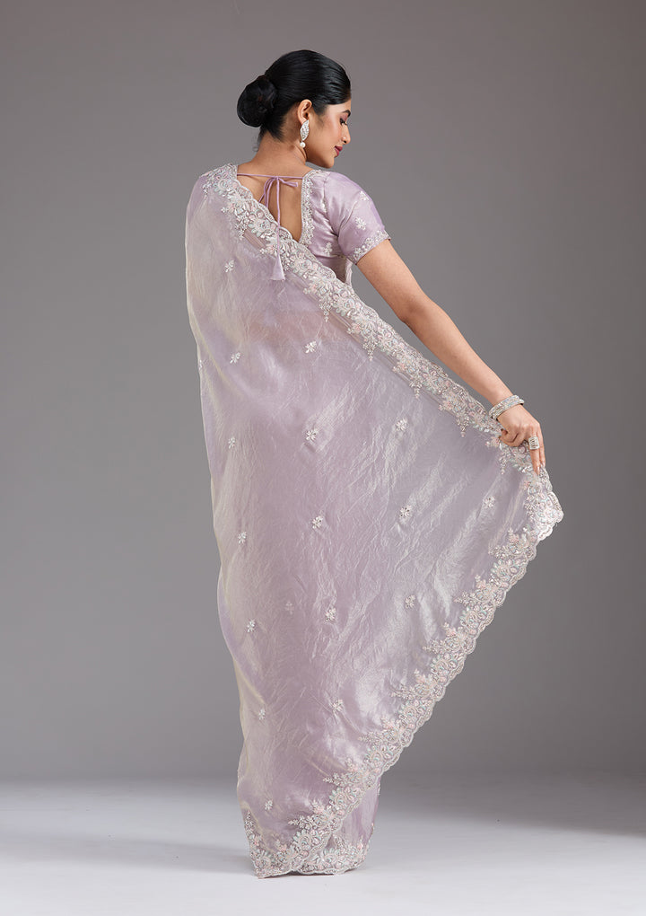 Lavender Gotapatti Satin Saree