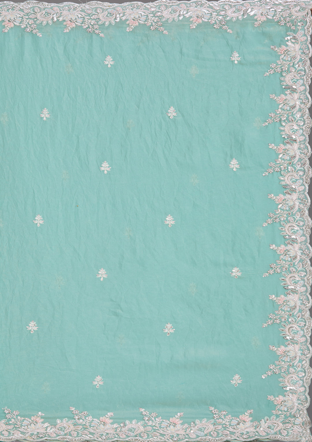 Pista Green Gotapatti Satin Saree
