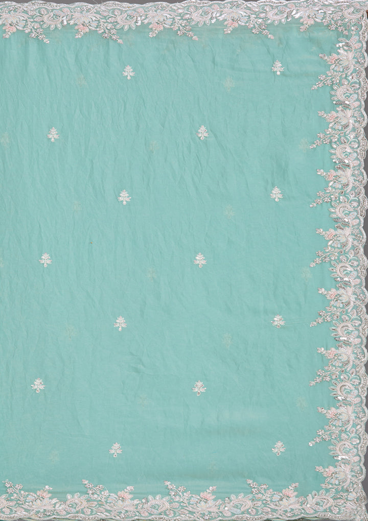 Pista Green Gotapatti Satin Saree