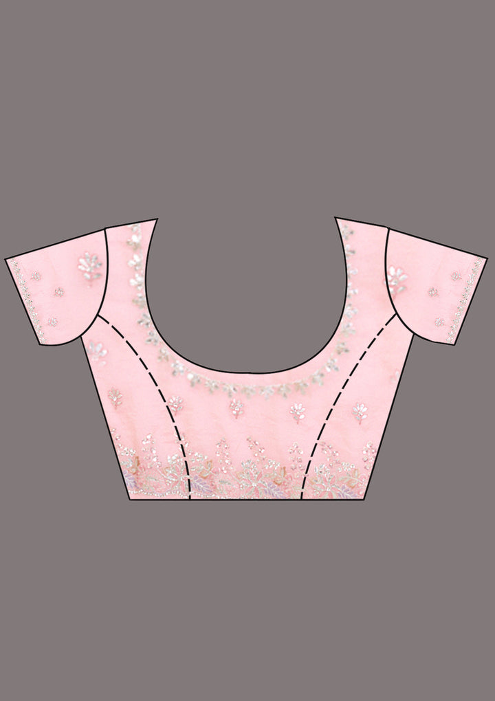 Baby Pink Gotapatti Satin Saree