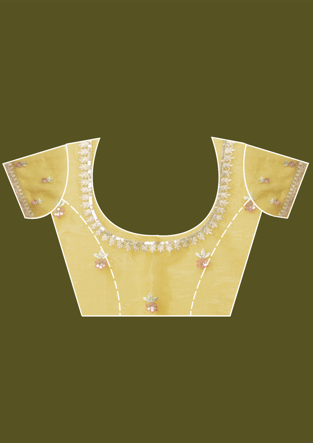 Lemon Yellow Sequins Tissue Saree