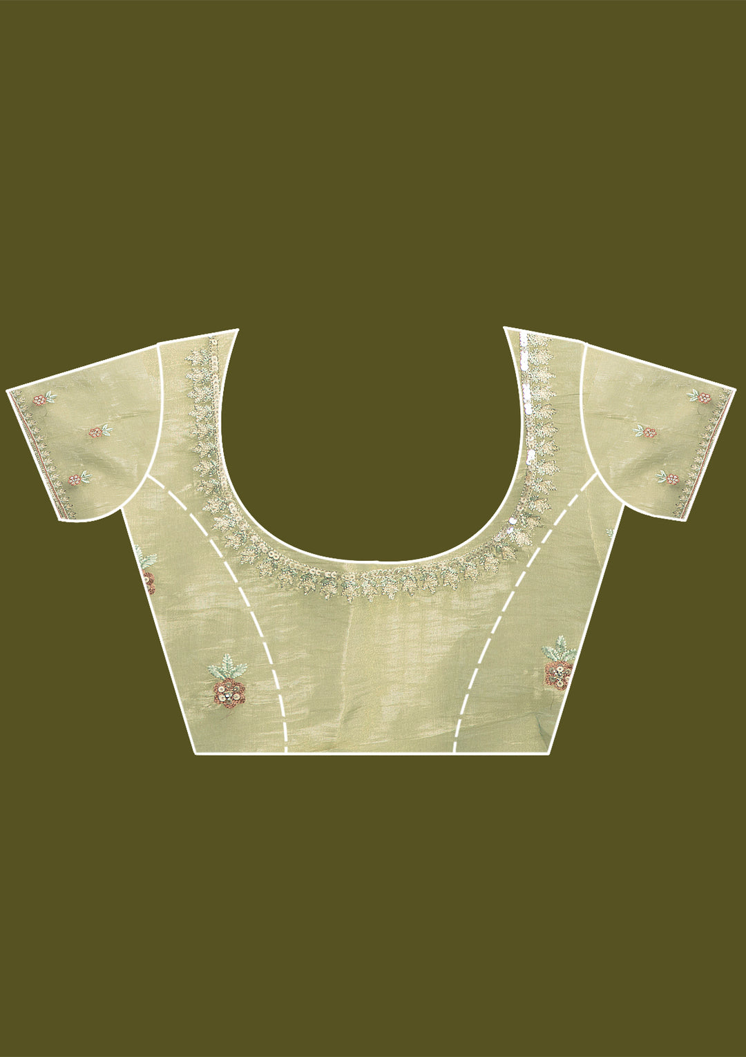 Pista Green Sequins Tissue Saree