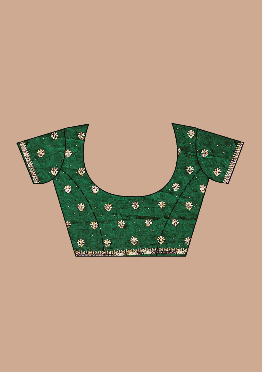 Bottle Green Zariwork (Gold) Soft Raw Silk Saree
