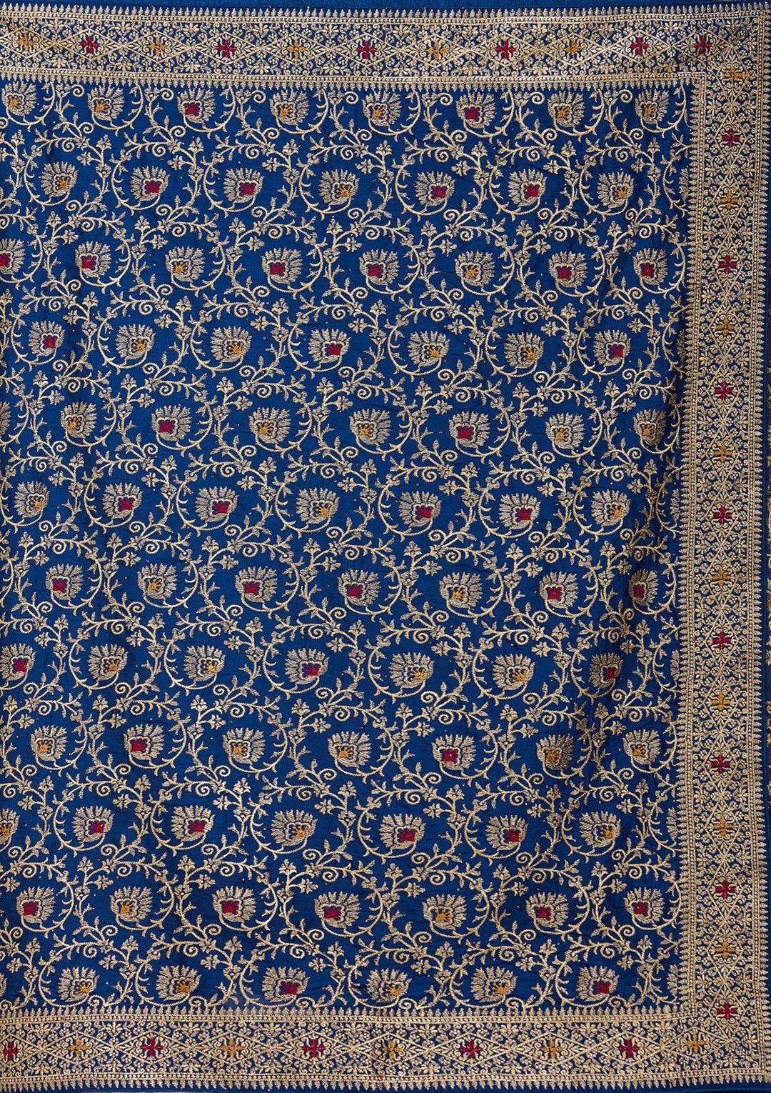 Navy Blue Zariwork (Gold) Soft Raw Silk Saree