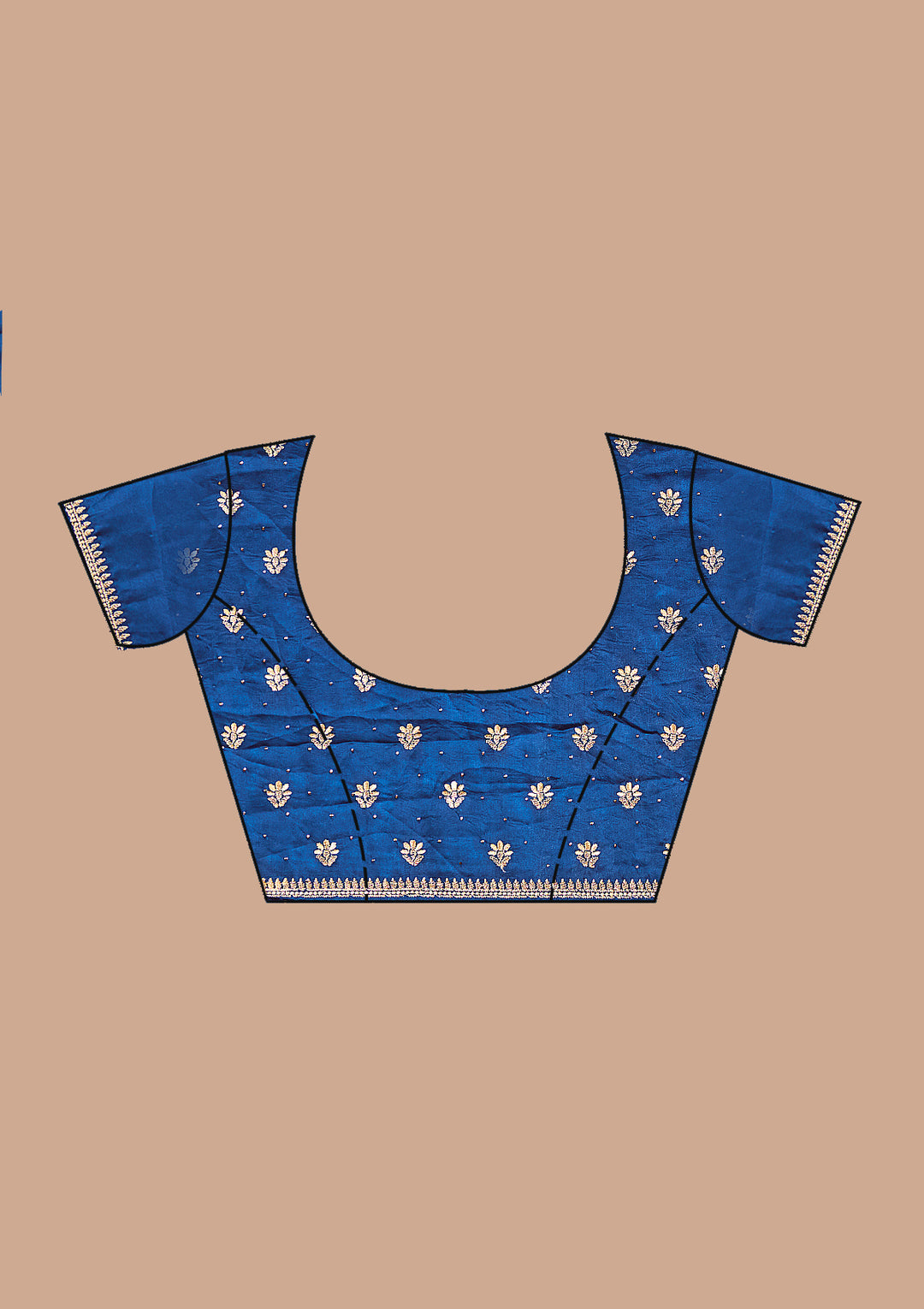 Navy Blue Zariwork (Gold) Soft Raw Silk Saree