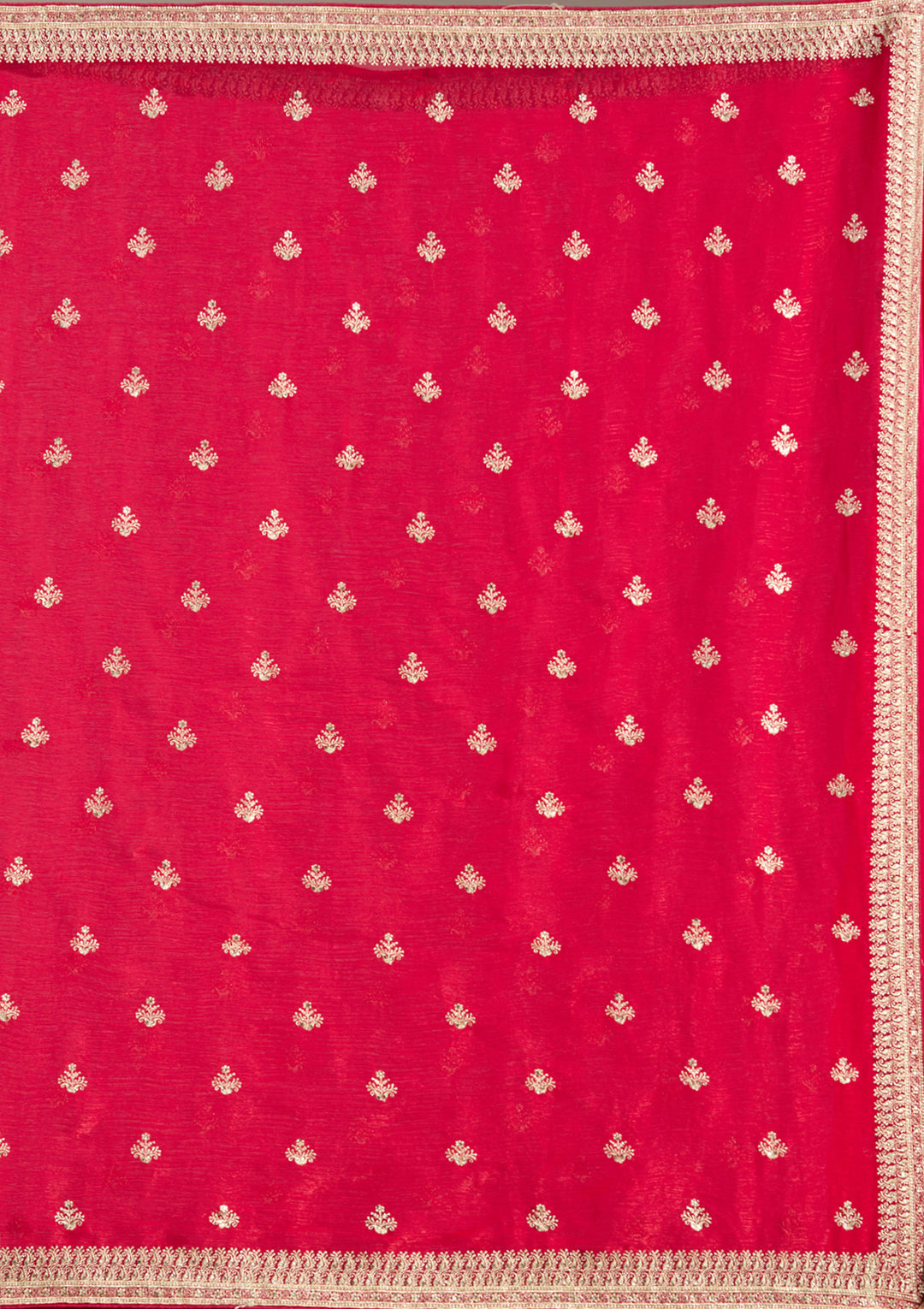 Rani Pink Zariwork (Gold) Tissue Saree