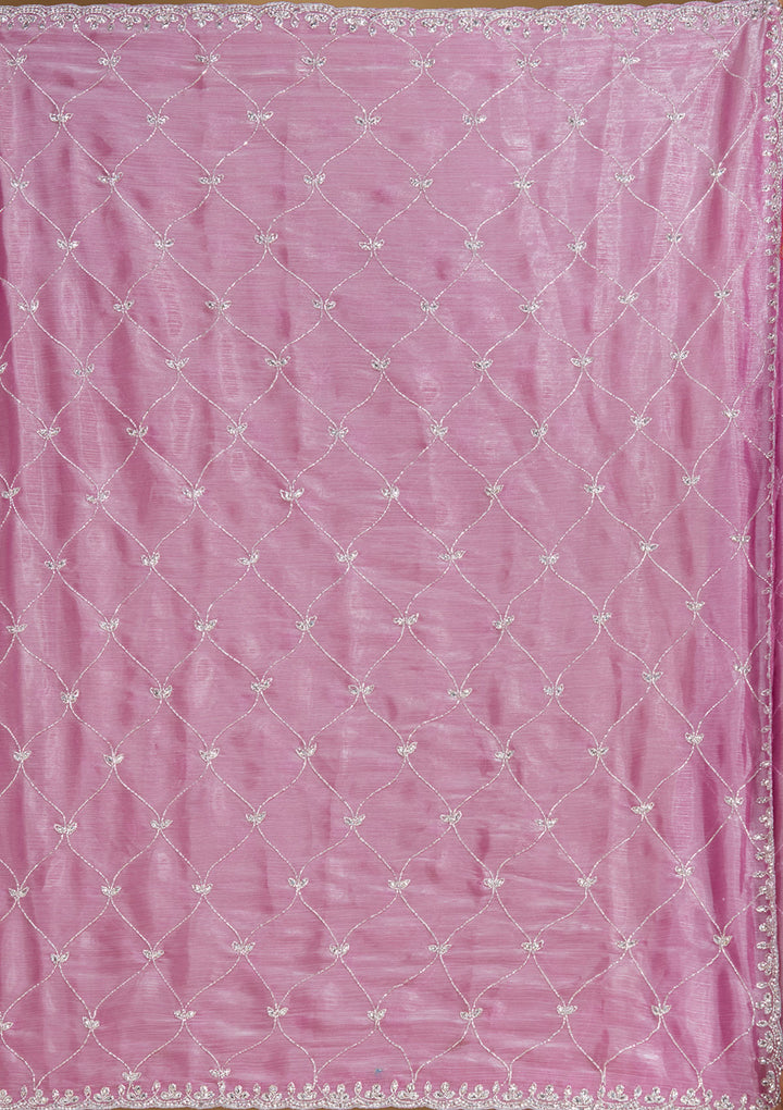 Baby Pink Cutdana Tissue Saree