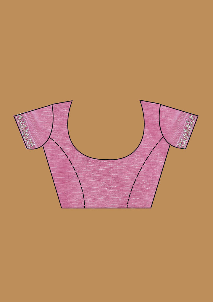 Baby Pink Cutdana Tissue Saree