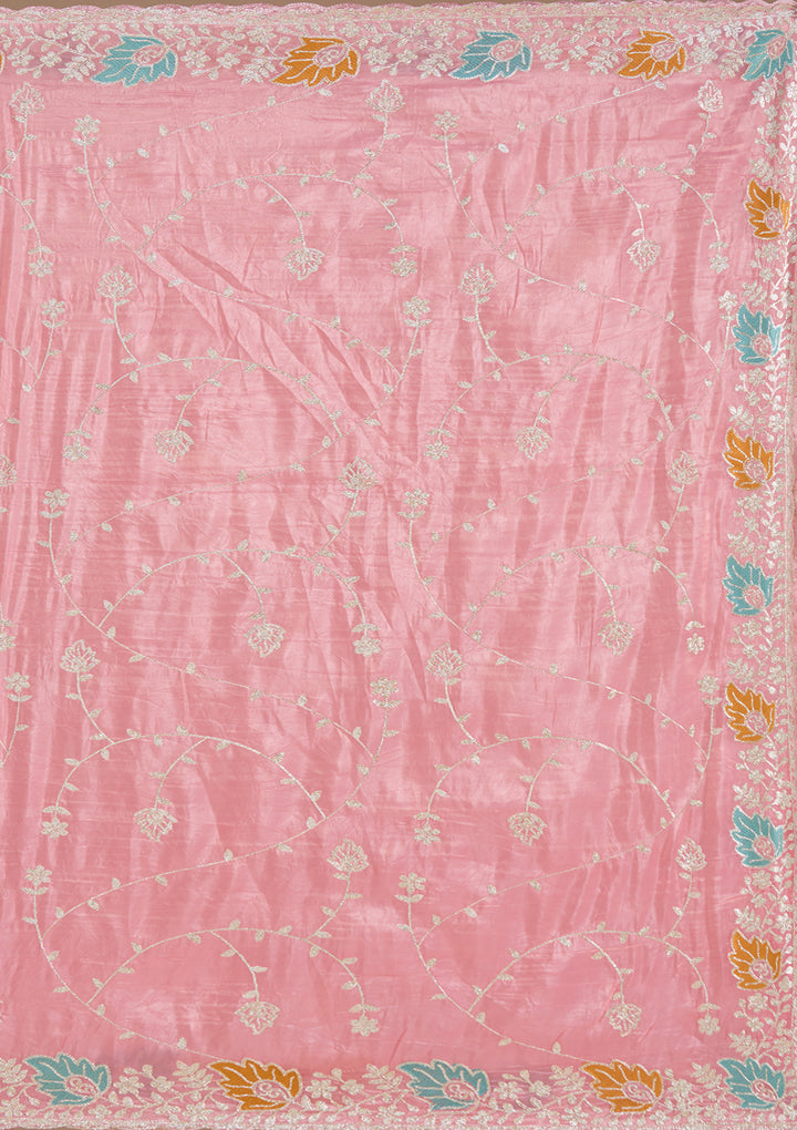 Onion Pink Gotapatti Organza Saree