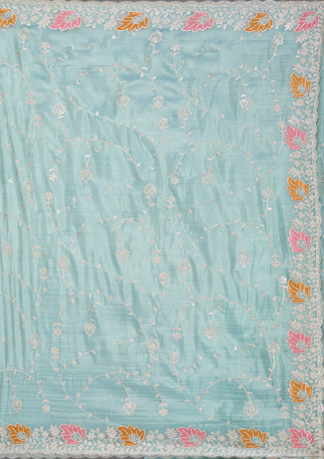 Sea Green Gotapatti Organza Saree